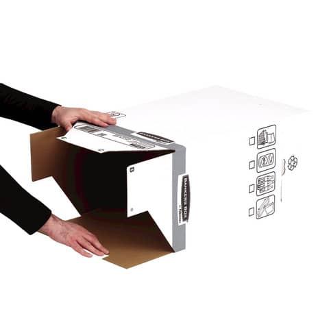 Cestino per rifiuti System in cartone certificato FSC - 55-90 L Fellowes blu e bianco - 0193201